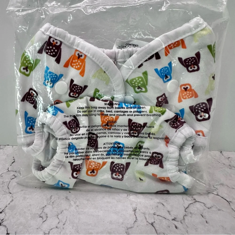 NWT NEW Thirsties Duo Wrap Snap Hoot Size 2 Cloth Diaper Cover Double Gusset
